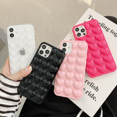 LOVECOM 3D Love Heart Candy Color Phone Case For iPhone 14 Pro 13 12 11 Pro Max XR XS X 7 8 Plus Soft Silicone Back Bumper Cover