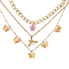 Bohemian Multilayer Necklaces For Women Men Butterfly Portrait Coin Cross Crystal Chokers Necklace Trendy New Jewelry Gifts