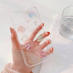 Hot Planet Glitter Clear Phone Case For iPhone 14 Pro Max 13 12 11 Pro Max XR X XS Max 7 8 Plus SE 2022 20 Soft Epoxy Back Cover