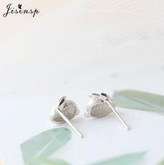 Jisensp Silver Plated Earrings Lovely Tiny Rabbit Ear Stud for Women Girls Cartoon Bunny Earring Fashion Jewelry Gift