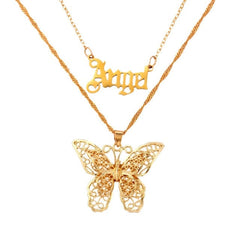 Bohemian Multilayer Necklaces For Women Men Butterfly Portrait Coin Cross Crystal Chokers Necklace Trendy New Jewelry Gifts