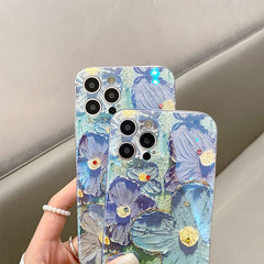 Luxury Fashion Retro Flowers Laser Phone Case For iPhone 14 Pro MAX 13 12 11 X XS XR 7 8 Plus SE 2020 Soft Shockproof Cover