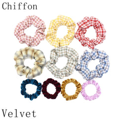 Scrunchies Set Hair Accessories Velvet Chiffon ties band Sequins organza Ponytail Holder Headwear No Crease Leopard Solid  10pcs