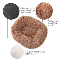 Square Dog Beds Long Plush Solid Color Pet Beds Cat Mat For Little Medium Large Pets Super Soft Winter Warm Sleeping Mats