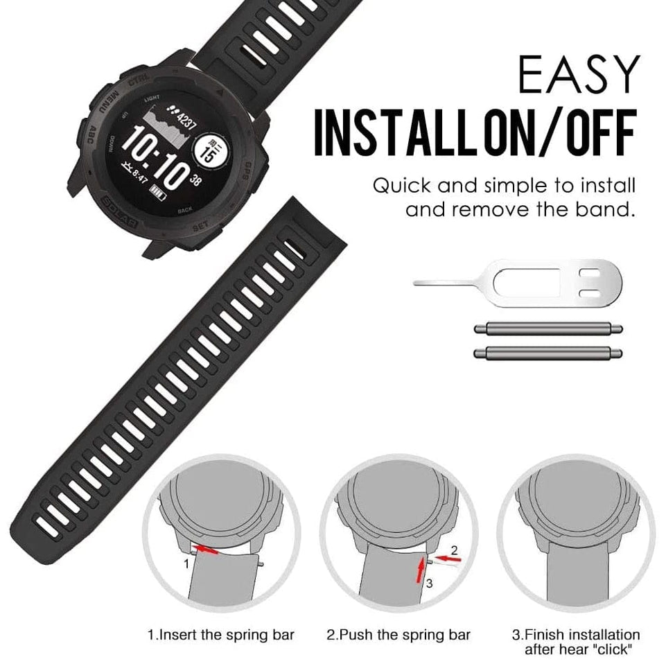 YAYUU Watch Strap for Garmin Instinct Band, Soft Silicone Replacement Band Wristband for Garmin Instinct 2/ Solar/ Tactical