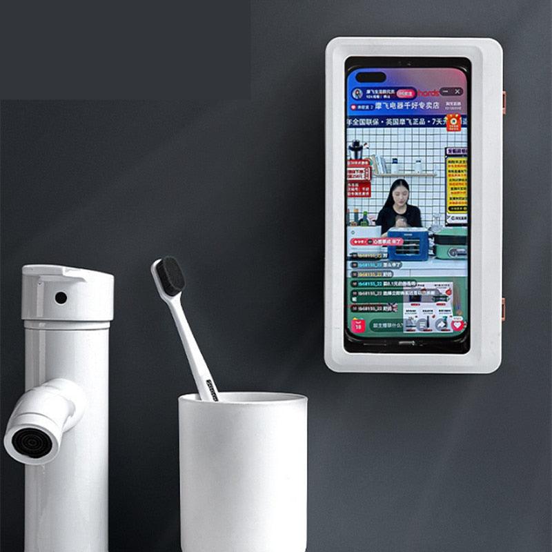 Home Wall Waterproof Mobile Phone Box Self-adhesive Holder Touch Screen Bathroom Phone Shell Shower Sealing Storage Box - Wowza