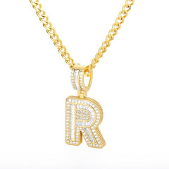 Trend Ice Out Letters Necklace Pendant for Women Men Initials Cubic Zirconia A-Z Alphabet Clavicle Necklace Collar Fashion Gift