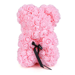 25CM White Rose Bear Artificial Flower Rose Teddy Bear For Valentine's Birthday Christmas Gift