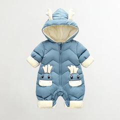 OLEKID 2023 Baby Winter Snowsuit Plus Velvet Thick Baby Boys Jumpsuit 0-2 Years Newborn Romper Baby Girls Overalls Toddler Coat