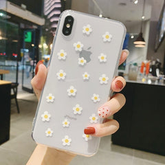 Clear Cartoon Colorful Flower Phone Case For iPhone 13 12 11 14Pro Max X XR XS Max 12 Mini 6 6s 7 8 Plus SE 2020 Cute Soft Shell