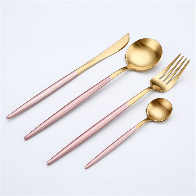 Rose Gold Tableware Set Stainless Steel Cutlery Set Western Food Tableware Luxury Fork Teaspoon Knife Cutlery Set fork spoon - Wowza