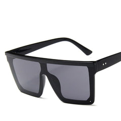 2025 Vintage Male Flat Top Sunglasses Men Brand Black Square Shades UV400 Gradient Sun Glasses For Women Cool One Piece Designer