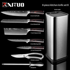 XITUO Chef Bread Eviscerate Sliced Fruit Chinese Japanese Kitchen Knife Sharp Utility santoku Complete Damascus Pattern Cooking - Wowza