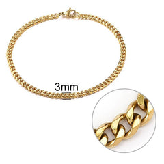 Jiayiqi 3-11 mm Men Chain Bracelet Stainless Steel Curb Cuban Link Chain Bangle for Male Women Hiphop Trendy Wrist Jewelry Gift