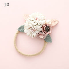 Balleen Shiny Fashion Florals Headband Newborn Baby Elastic Princess Hairbands Child Kids Pearl Fresh Style Cute Headwear Gifts