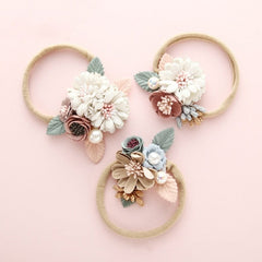 Balleen Shiny Fashion Florals Headband Newborn Baby Elastic Princess Hairbands Child Kids Pearl Fresh Style Cute Headwear Gifts