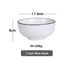 White With Black Edge Dinner Plate Ceramic Kitchen Tray Food Dishes Rice Salad Noodles Bowl Soup Kitchen Cook Tool 1pcs Sale - Wowza