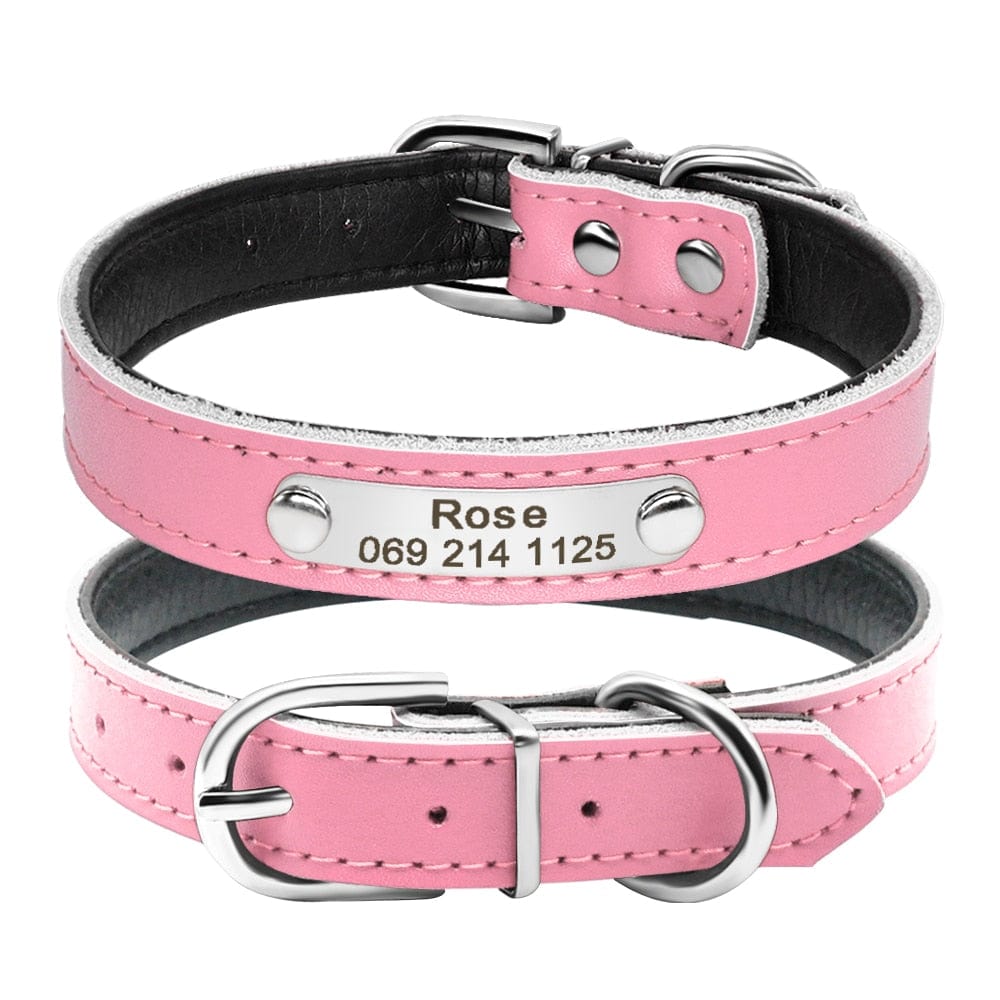 Leather Cat Collar Personalized Cat Collar For Puppy Small Dogs Pet Kitten Nameplate Collar Free Engraving Adjustable - Wowza