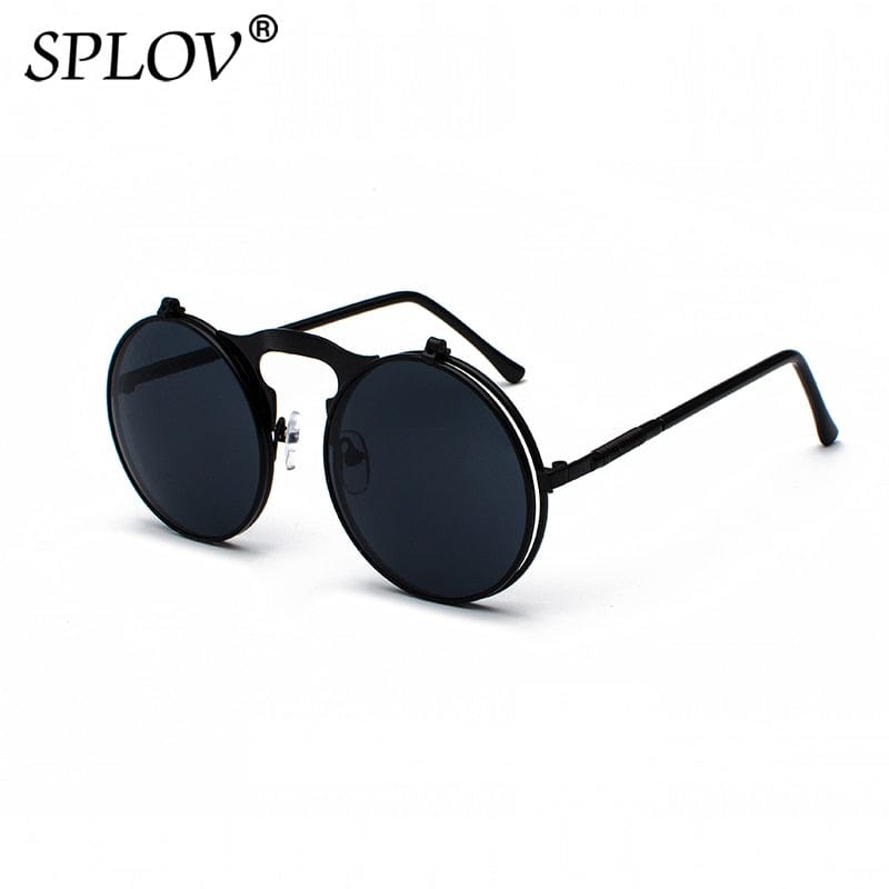 SPLOV Vintage Steampunk Flip Sunglasses Retro Round Metal Frame Sun Glasses for Men Women Brand Designer Circle Glasses Oculos