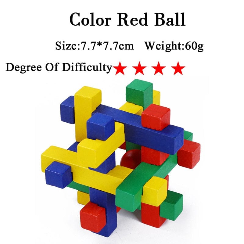 IQ Brain Teaser Kong Ming Lock Lu Ban Lock 3D Wooden Interlocking Burr Puzzles Game Toy For Adults Kids