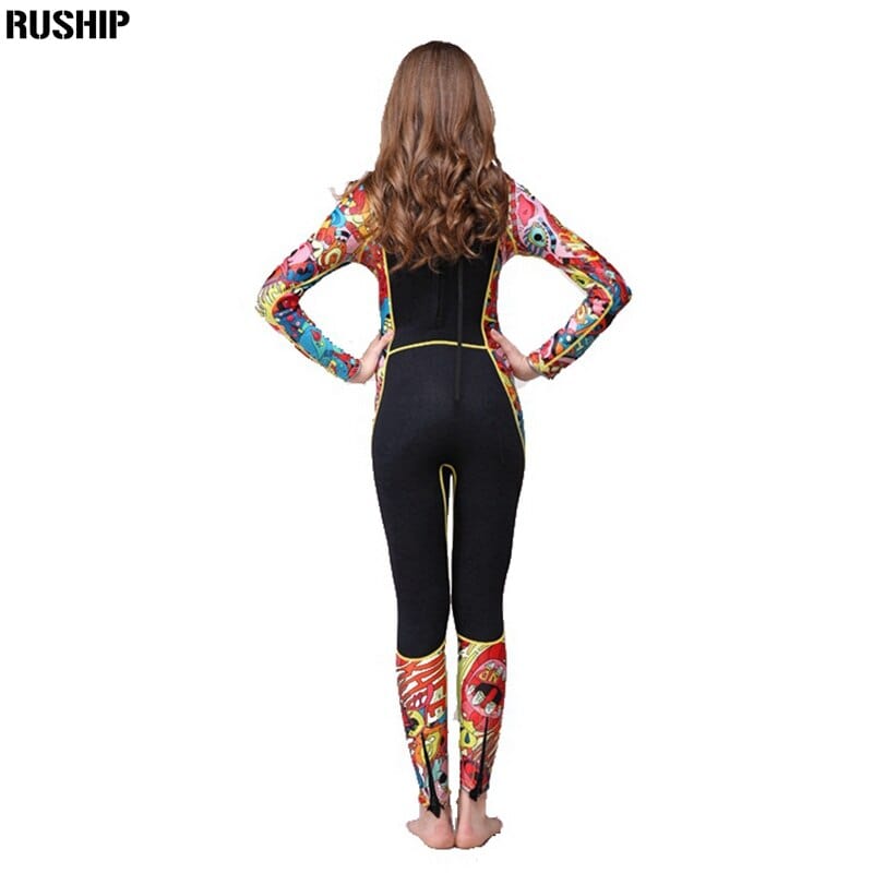 Hisea Women 3 MM SCR Neoprene Wetsuit High Elasticity Color Stitching Surf Diving Suit Equipment Jellyfish Clothing Long Sleeved