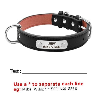 Large Durable Personalized Dog Collar PU Leather Padded Pet ID Collars Customized for Small Medium Large Dogs Cat 4 Size - Wowza