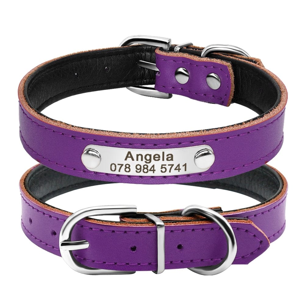 Leather Cat Collar Personalized Cat Collar For Puppy Small Dogs Pet Kitten Nameplate Collar Free Engraving Adjustable - Wowza