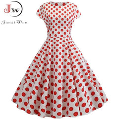 2022 Women Summer Dress Vintage Floral Print Rockabilly Dress Robe Femme Sundress Vestidos Polka Dot Party Dress