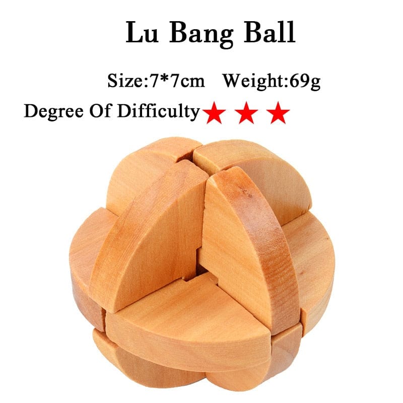 IQ Brain Teaser Kong Ming Lock Lu Ban Lock 3D Wooden Interlocking Burr Puzzles Game Toy For Adults Kids