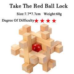 IQ Brain Teaser Kong Ming Lock Lu Ban Lock 3D Wooden Interlocking Burr Puzzles Game Toy For Adults Kids