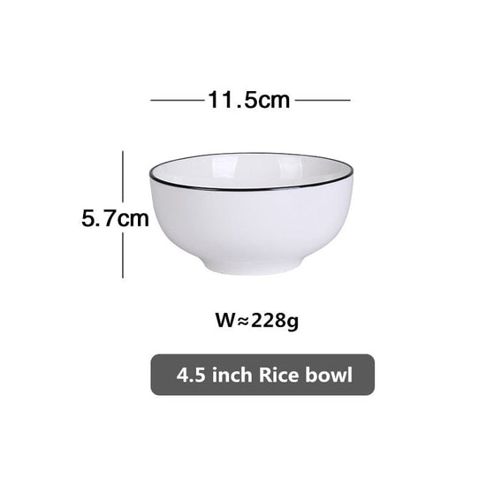 White With Black Edge Dinner Plate Ceramic Kitchen Tray Food Dishes Rice Salad Noodles Bowl Soup Kitchen Cook Tool 1pcs Sale - Wowza