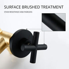 Taps Top Fashion New Arrival Wall Sink Basin Mixer Tap Set Bathroom Spout Faucet With Double Lever In Matt Black/Polished Gold