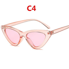 sunglasses woman brand Designer vintage retro triangular cat eye glasses oculos De Sol Transparent ocean uv400