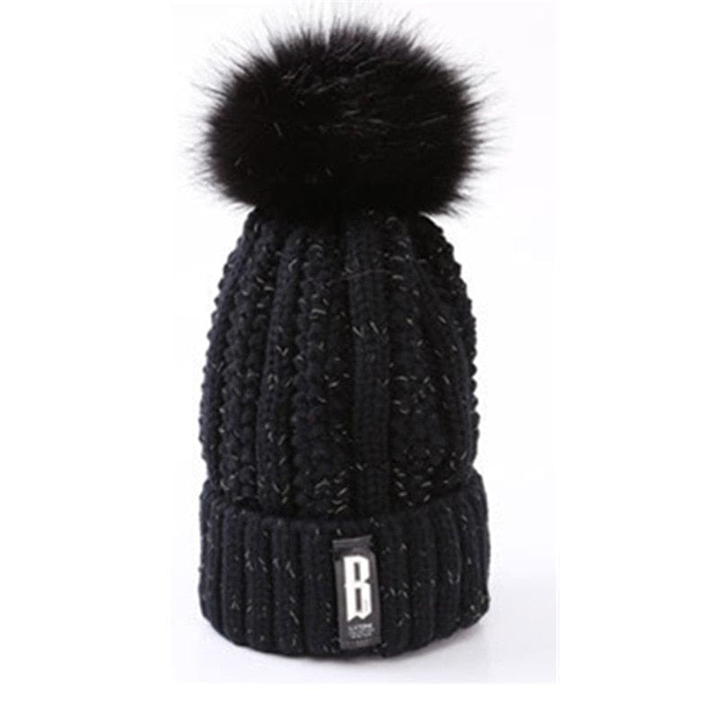 Brand Winter Knitted Beanies Hats Women Thick Warm Skullies Hat Female Knitting Letter Bonnet Beanie Caps Outdoor Riding Sets