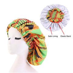 African Pattern Ankara Print Bonnet Women Night Sleep Cap Satin Lining Soft Extra Large Head Wear Ladies Headwrap Hair Care Hat