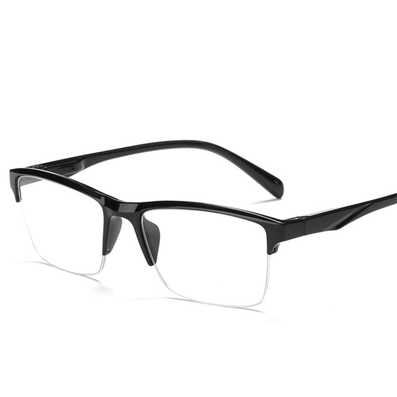 iboode Half Frame Reading Glasses Presbyopic Eyewear Male Female Far sight Glasses Ultra Light Black with strength +75 to +400