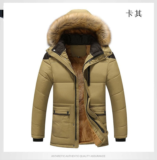 M-5XL Fur Collar Hooded Men Winter Jacket 2023 New Fashion Warm Wool Liner Man Jacket and Coat Windproof Male Parkas casaco