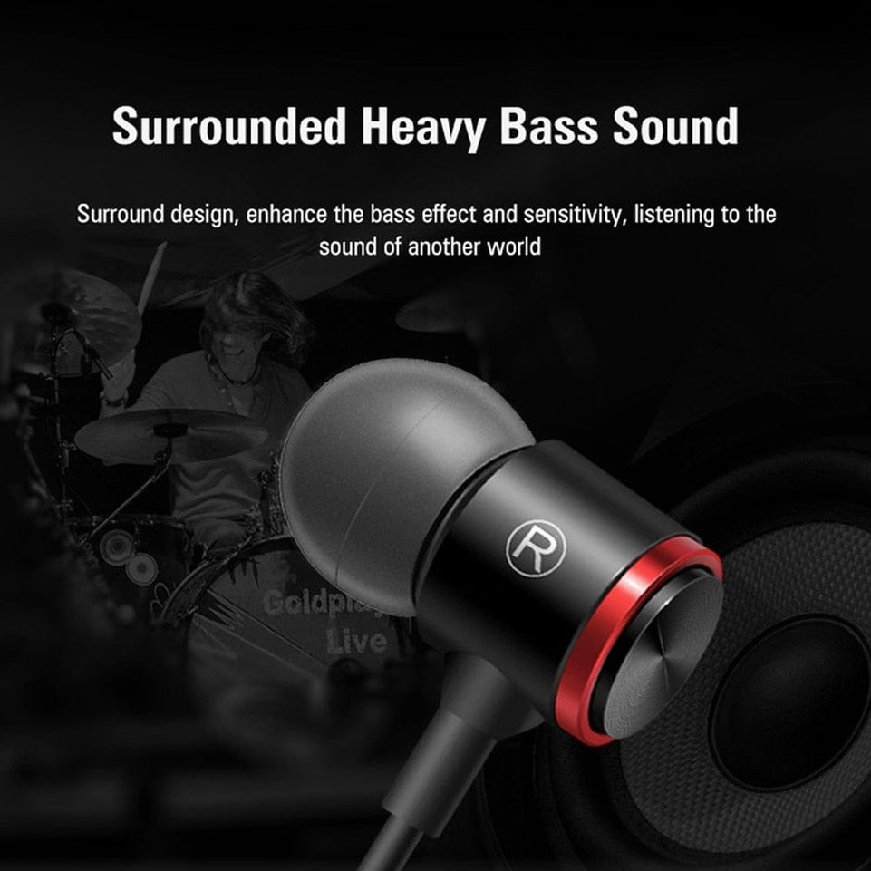 Stereo Bass Headphone In-Ear 3.5MM Wired Earphones Metal HIFI Earpiece with MIC for Xiaomi Samsung Huawei Phones