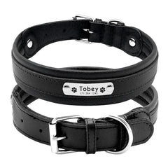 Large Dog Collar Genuine Leather Dog Collar Personalized Pet Name ID Collar Padded Customized For Medium Large Dogs