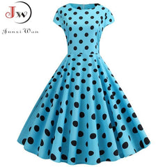 2022 Women Summer Dress Vintage Floral Print Rockabilly Dress Robe Femme Sundress Vestidos Polka Dot Party Dress