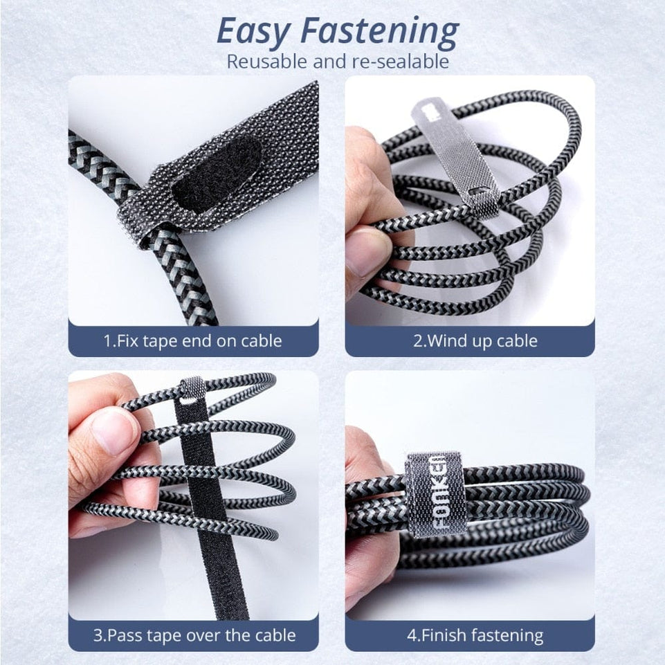 20Pcs FONKEN USB Cable Winder Organizer Home Harness Finishing Fixed Cables Computer Power Wire Tie Cable Management Earphone