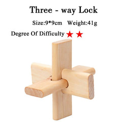 IQ Brain Teaser Kong Ming Lock Lu Ban Lock 3D Wooden Interlocking Burr Puzzles Game Toy For Adults Kids