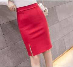 2023 New Fashion Women Office Formal Pencil Skirt Spring Summer Elegant Slim Front Slit Midi Skirt Black/Gray/Red OL Skirts