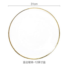 Nordic Glod Charger Glass Dinner Dish Plate Salad Soup Fruit Bowl Dessert Bead Wedding Plate Decorative Tableware - Wowza