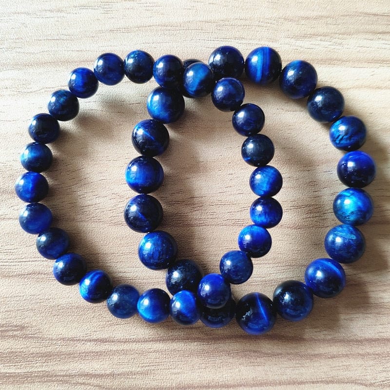 Blue Tiger Eye Beads Strand Bracelets Natural Stone Round Beads Elasticity Rope Men Women Bracelet Fashion Jewelry Accessories