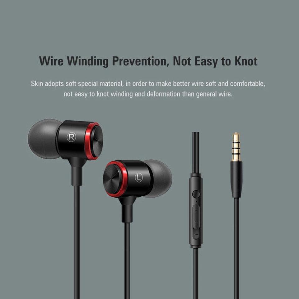 Stereo Bass Headphone In-Ear 3.5MM Wired Earphones Metal HIFI Earpiece with MIC for Xiaomi Samsung Huawei Phones