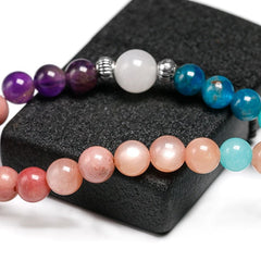 Apatite With Rhodochrosite Natural Stone Meditation Mala 108 Beads Handmade Yoga Bracelet Women Men Charm Jewelry