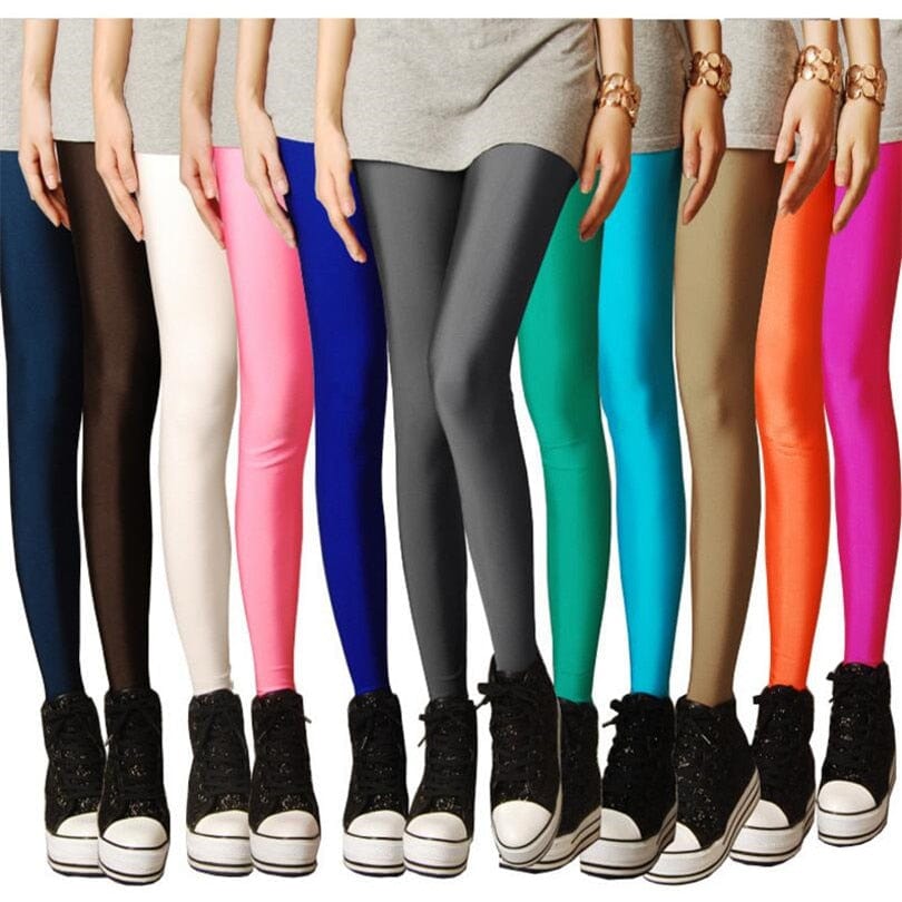 YRRETY Shiny Leggings Women Thin Full Ankle Length Leggings Stretch Pants Basic Leggings Casual Spandex Soft Multicolor Legging