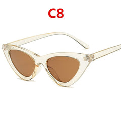 sunglasses woman brand Designer vintage retro triangular cat eye glasses oculos De Sol Transparent ocean uv400