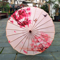 Silk Cloth Women Umbrella Japanese Cherry Blossoms Ancient Dance Umbrella Decorative Umbrella Chinese Style Oil Paper Umbrella